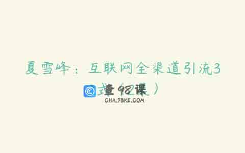 夏雪峰：互联网全渠道引流32式（2集）