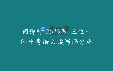 何铮铮 2019寒 三位一体中考语文读写满分班