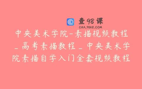 中央美术学院-素描视频教程_高考素描教程_中央美术学院素描自学入门全套视频教程