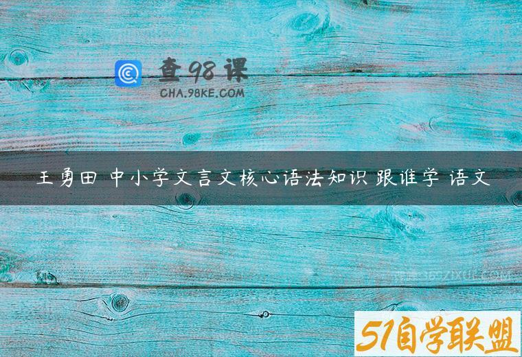 王勇田 中小学文言文核心语法知识 跟谁学 语文