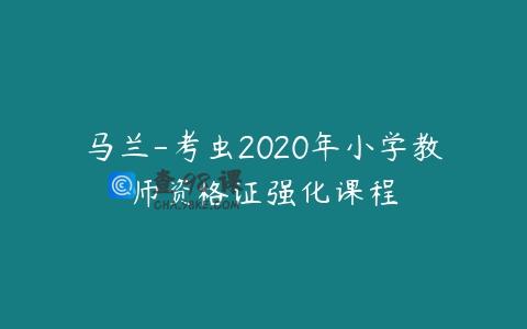 马兰-考虫2020年小学教师资格证强化课程