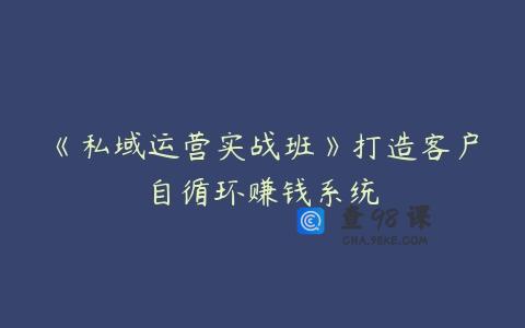 《私域运营实战班》打造客户自循环赚钱系统
