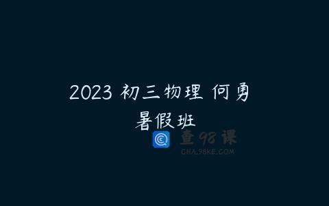 2023 初三物理 何勇 暑假班