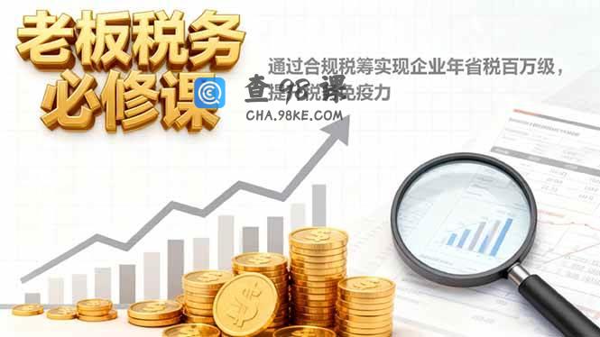 老板税务必修课，通过合规税筹实现企业年省税百万级，提升税务免疫力