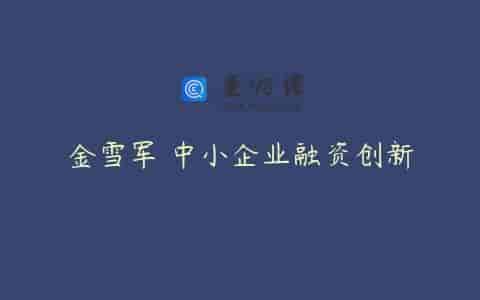 金雪军 中小企业融资创新