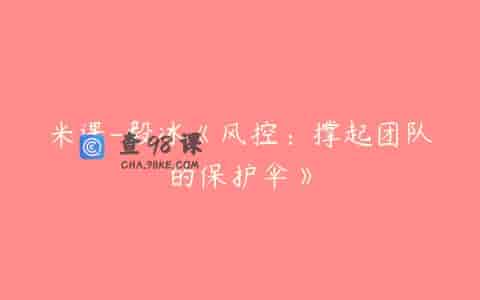 米课-毅冰《风控：撑起团队的保护伞》