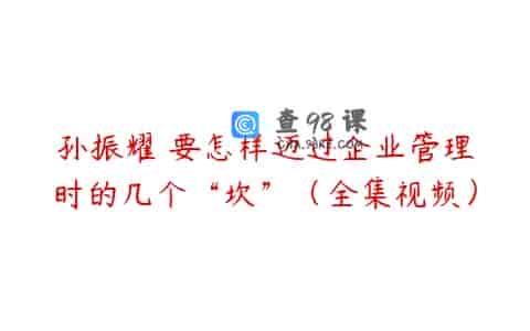 孙振耀 要怎样迈过企业管理时的几个“坎”（全集视频）