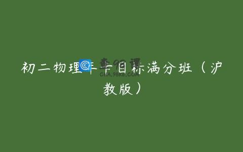 初二物理年卡目标满分班（沪教版）