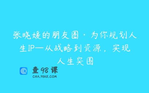 张晓媛的朋友圈·为你规划人生IP—从战略到资源，实现人生突围