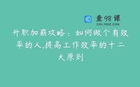 升职加薪攻略：如何做个有效率的人,提高工作效率的十二大原则