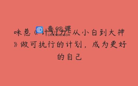 咪惹《计划力-从小白到大神》做可执行的计划，成为更好的自己