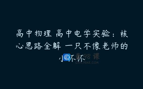 高中物理 高中电学实验：核心思路全解 一只不像老师的小怀怀