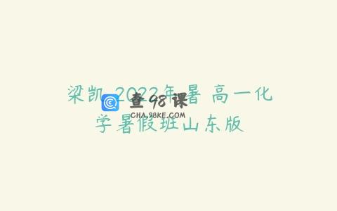 梁凯 2022年暑 高一化学暑假班山东版