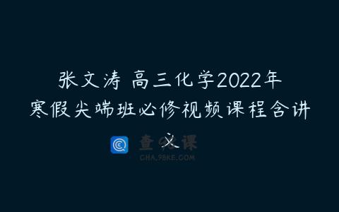 张文涛 高三化学2022年寒假尖端班必修视频课程含讲义