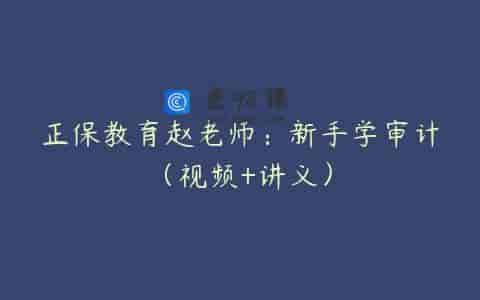 正保教育赵老师：新手学审计（视频+讲义）