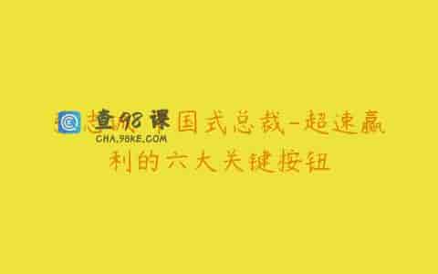 张志诚 中国式总裁-超速赢利的六大关键按钮