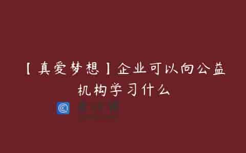 【真爱梦想】企业可以向公益机构学习什么