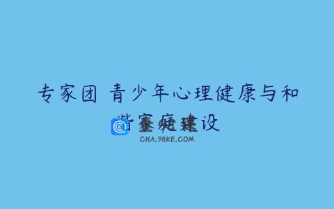 专家团 青少年心理健康与和谐家庭建设