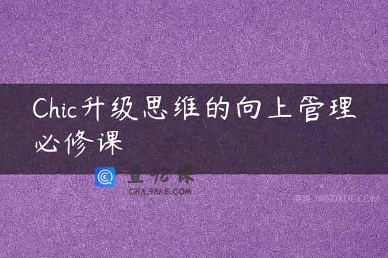 Chic升级思维的向上管理必修课
