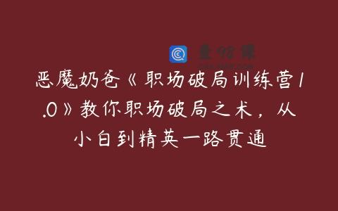 恶魔奶爸《职场破局训练营1.0》教你职场破局之术，从小白到精英一路贯通