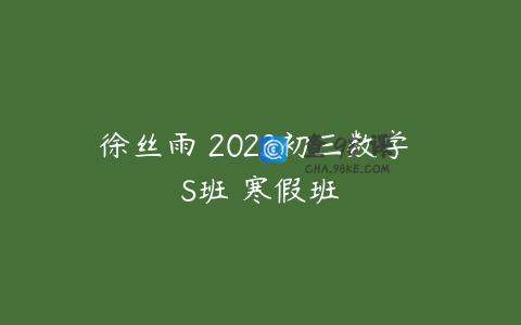 徐丝雨 2023初三数学 S班 寒假班