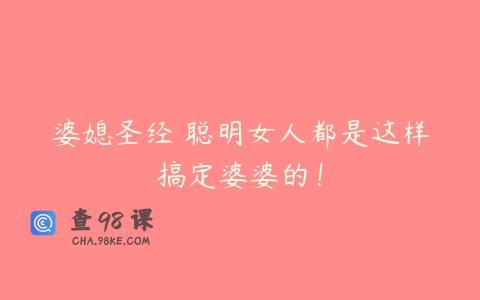 婆媳圣经 聪明女人都是这样搞定婆婆的！