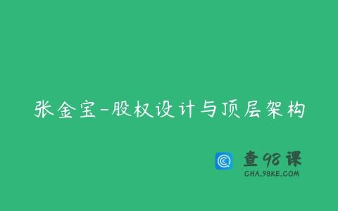 张金宝-股权设计与顶层架构