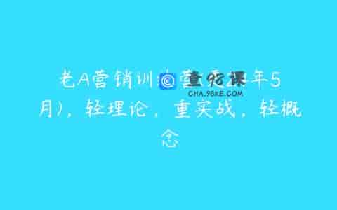 老A营销训练营(更24年5月)，轻理论，重实战，轻概念