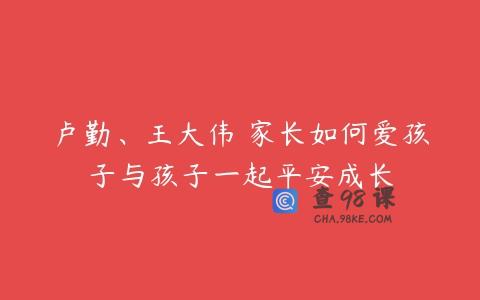 卢勤、王大伟 家长如何爱孩子与孩子一起平安成长