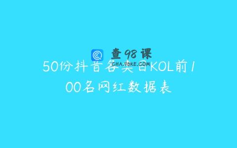 50份抖音各类目KOL前100名网红数据表