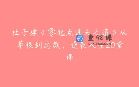 杜子建《零起点通关之道》从草根到总裁，逆袭人生20堂课