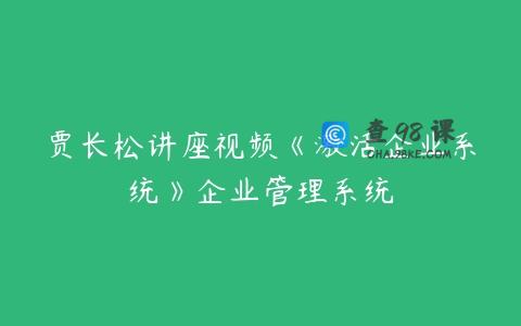 贾长松讲座视频《激活企业系统》企业管理系统