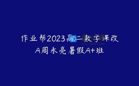 作业帮2023高二数学课改A周永亮暑假A+班
