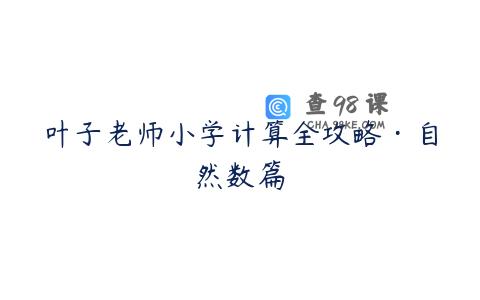 叶子老师小学计算全攻略·自然数篇