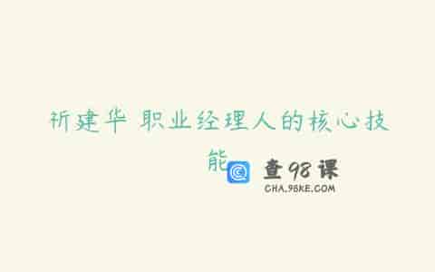 祈建华 职业经理人的核心技能