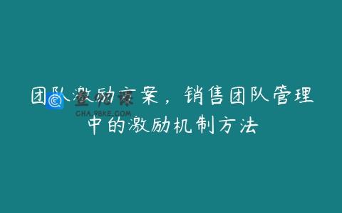 团队激励方案，销售团队管理中的激励机制方法
