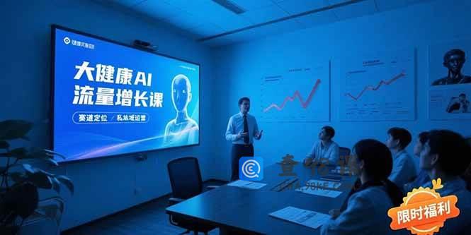 大健康AI流量增长课，赛道定位方法论，AI数字人内容生产，私域转化运营…