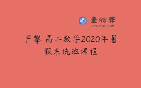 严攀 高二数学2020年暑假系统班课程