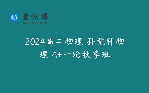 2024高二物理 孙竞轩物理 A+一轮秋季班