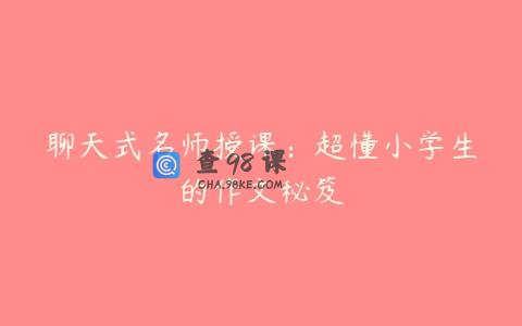 聊天式名师授课：超懂小学生的作文秘笈