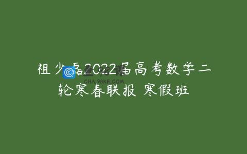 祖少磊2022届高考数学二轮寒春联报 寒假班
