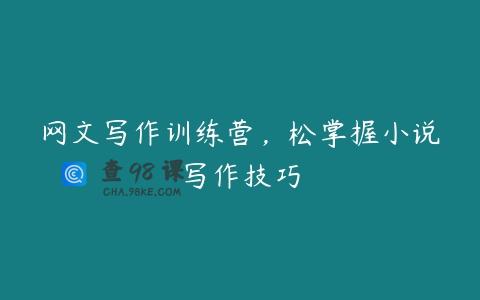 网文写作训练营，松掌握小说写作技巧