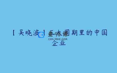【吴晓波】三大周期里的中国企业