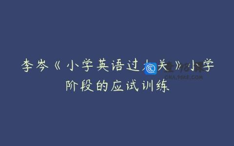 李岑《小学英语过大关》小学阶段的应试训练
