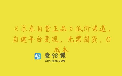 《京东自营正品》低价渠道，自建平台变现，无需囤货，0成本