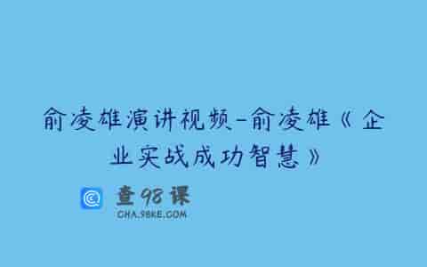 俞凌雄演讲视频-俞凌雄《企业实战成功智慧》