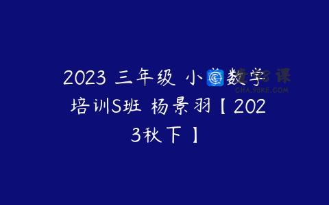 2023 三年级 小学数学 培训S班 杨景羽【2023秋下】