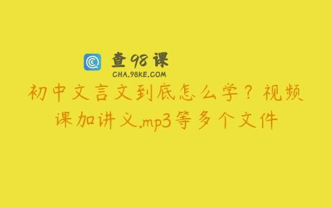 初中文言文到底怎么学？视频课加讲义.mp3等多个文件