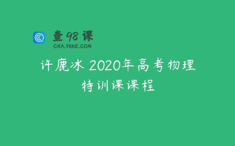 许鹿冰 2020年高考物理特训课课程