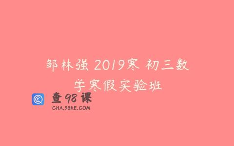 邹林强 2019寒 初三数学寒假实验班